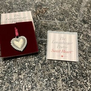 Longaberger Pewter Sweet Heart Tie-On